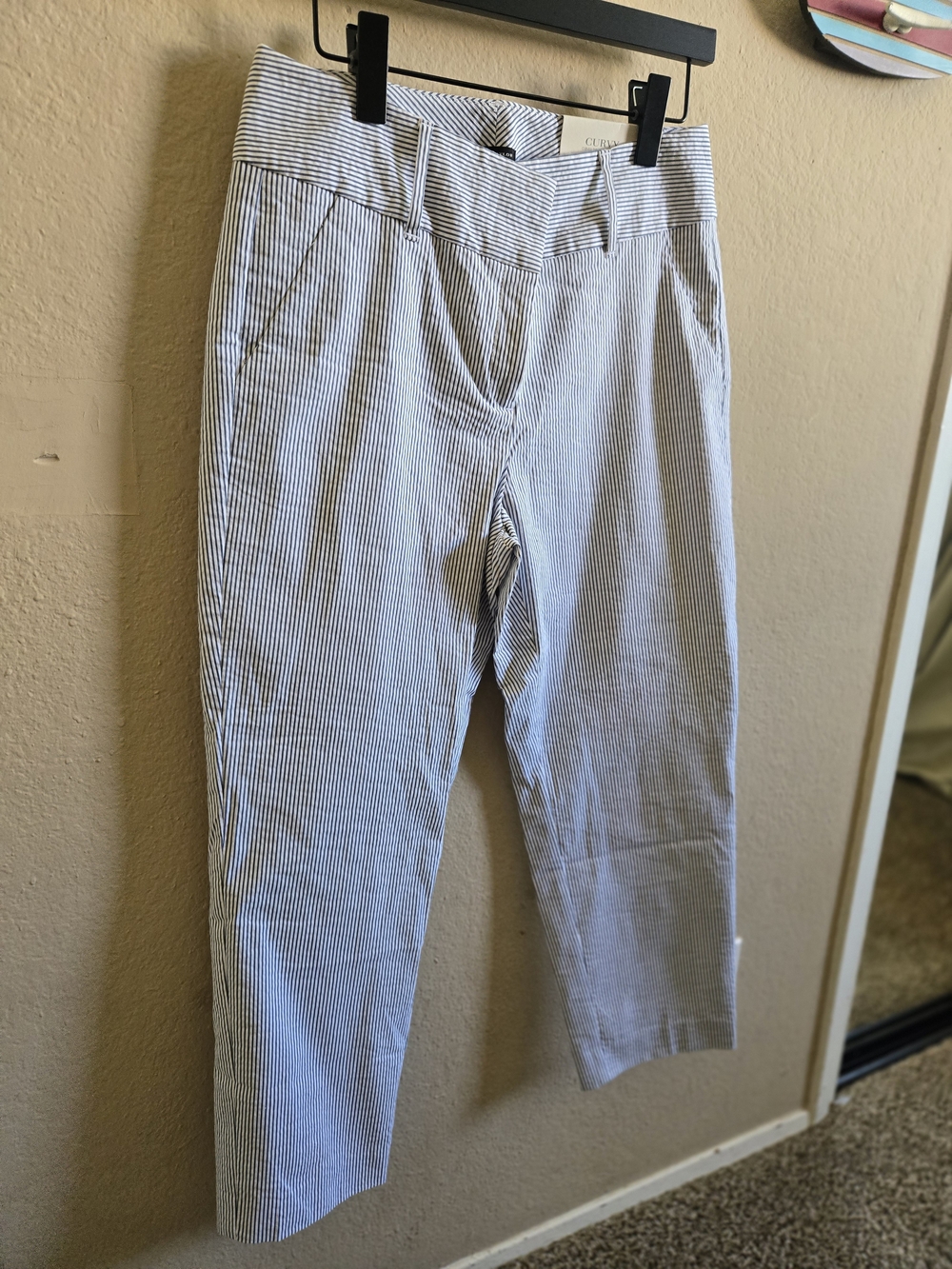 Ann Taylor Blue and White Pinstripe Cropped Chinos